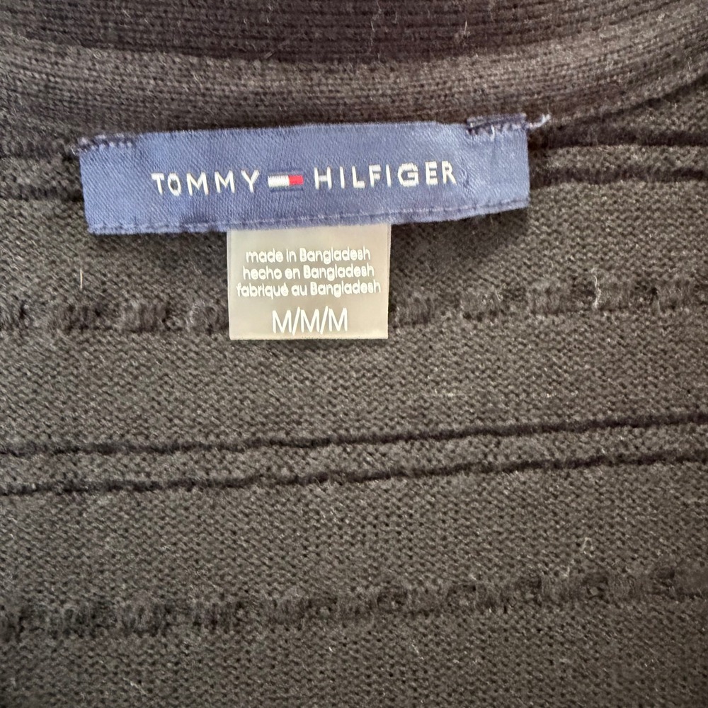 Tommy Hilfiger Black Textured Knit Shrug (MED) Minimal Casual Chic Sweater Crop‎ - Picture 3 of 14